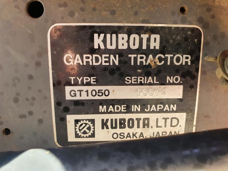 Photo 4. Used Kubota GT1050 Ride on Mower