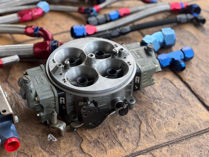 Photo 3. Holley Dominator Carburettor & Fuel Cell with Lines and Fittings