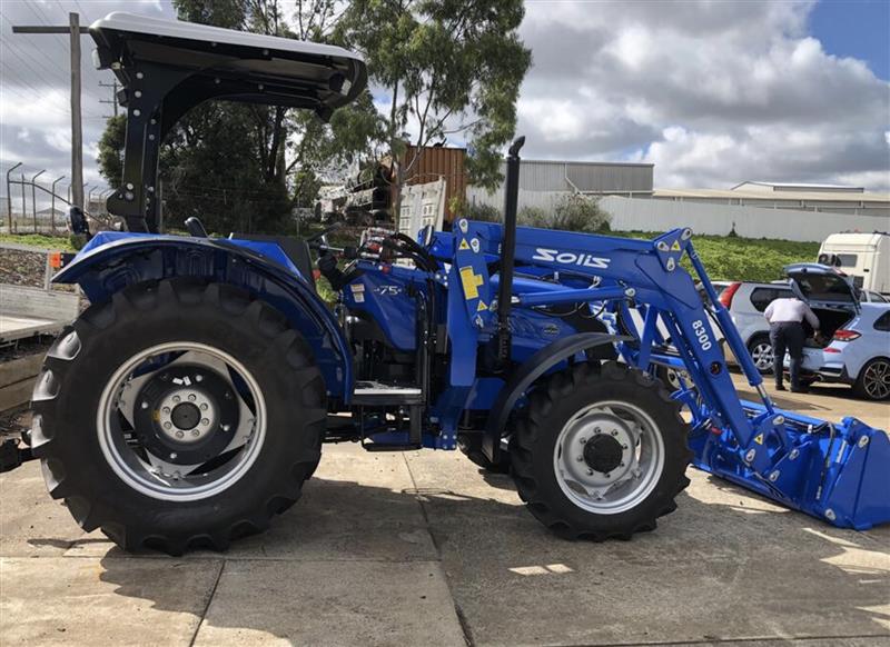 Solis S75 tractor with FEL, Tractors Solis, Sonalika Int New Delhi India QLD Power Farming